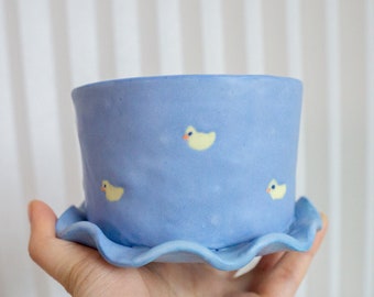 Duckies in a pond planter l Small flower pot l Handmade ceramics l Cute pottery l Porcelain clay