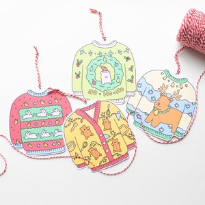 Maglione brutto Cartolina di Natale confezione da 4 l Cartolina di Natale l Ornamento di Natale l Biglietto di auguri