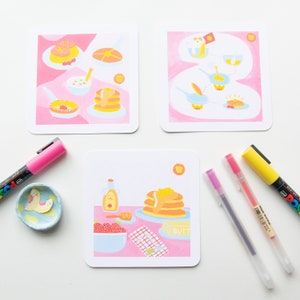 Pannenkoekenpakket met 3 prints l gouache-illustratieafdrukken l bakken l ontbijt l brunch l pluizige pannenkoeken