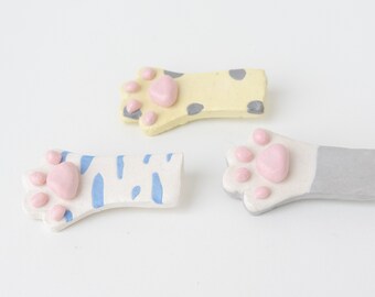 Cat paws pin & hair clip l Accessories l Handmade ceramics l Cute pottery
