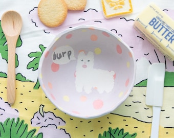 Llama burping bowl l Tableware l Cereal bowl l Handmade ceramics l Cute pottery
