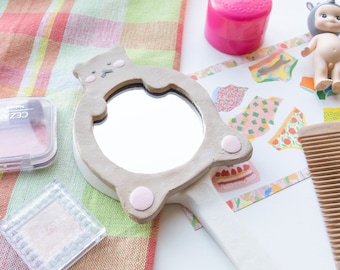Bear tummy small mirror l Make up mirror l Home decor l Handmade ceramics l Cute pottery