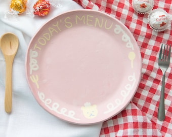 Today's menu medium plate l Tableware l Dinner plate l Handmade ceramics l Cute pottery