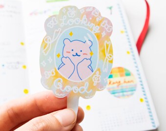 Looking good glossy sticker l  Pretty, beauty, mirror sticker l Positive, affirmation l Cute dreamy sticker