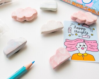 Daydream Cloud Magnets l Set of 3 or 6 l Cute gift l Housewarming gift l Handmade ceramics l Cute pottery