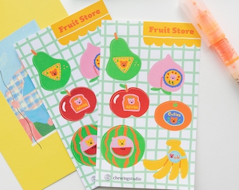 Fruit store glossy sticker sheet l Journal, diary, calendar stickers