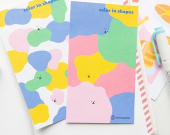 Color in shapes sheet l 2 sheets per pack l Geometry shape stickers l Cute diary stickers l Bullet journal stickers
