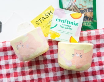 Cat chasing yarn tea cups l Cup l Handmade ceramics l Cute pottery l Porcelain clay