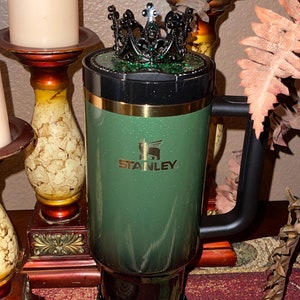 Wickedly Witch black or emerald crown topper, Fancy Rhinestone Crown tumbler topper or rhinestone crown 3 boot, Emerald straw topper