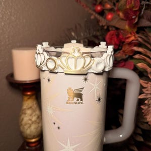 Gold White Nativity Scene Jesus Mary, Tumbler Boot or toppers, star handle charms, Stanley Tumbler Accessories, Starlight Shimmer WhiteGold Crown Halo