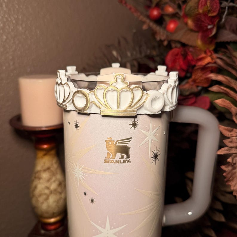 Gold White Nativity Scene Jesus Mary, Tumbler Boot or toppers, star handle charms, Stanley Tumbler Accessories, Starlight Shimmer WhiteGold Crown Halo