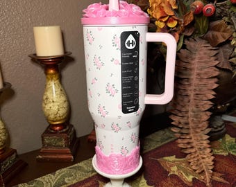 Rose Bouquet Cluster Tumbler Topper or boot  that fit HydroJug Traveler Tumbler Lids, Rose Accessory, 3D Decorative Lid, hot seller