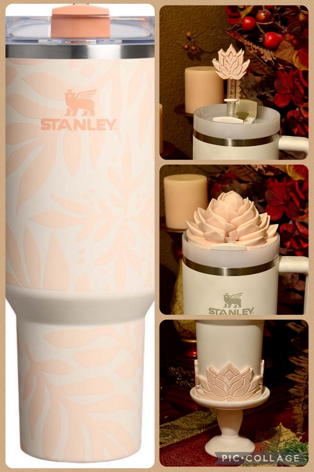Beautiful Beige For The Apricot Palms Flower Tumbler Boot Or Topper 