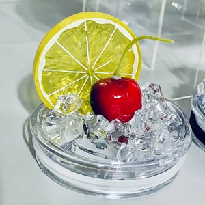 Lemon + Cherry - Fruit Tumbler Topper that fit the 20 oz & 30 oz Tumblers - Fruit Topped Lid - Tumbler Toppers