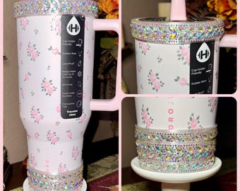 Iridescent Rhinestone Tumbler Boot or Halo, Bling Sparkle Cup Sleeve, Hydrojug Accessories, Unique Gift