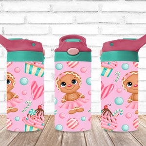 Gingerbread Man Tumbler, Kids Christmas Tumbler, Kids Water Bottle, Kids FlipTop Cup, Kids Sippy Cup, Back To School Cup, HOT SELLER!