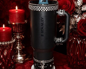 Elegant Black and Silver Rhinestone Royal Princess Accessories for Stanley and Coldest Tumblers, Queen Bling Fancy, Unique Gift