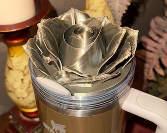 3D Bronze Rose Tumbler Topper that fit the new Honey Talks Stanley Tumbler lids, Rose tumbler topper, 3D Decorative Lid, BEST SELLER