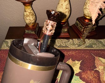 Copper Brown Rhinestone Diamond straw topper, straw cover emblished with rhinestones, BEST SELLER, straw cap, unique gift