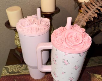 Rose Bouquet Cluster Tumbler Topper that fit HydroJug Traveler Tumbler Lids, Rose Accessory, 3D Decorative Lid, hot seller