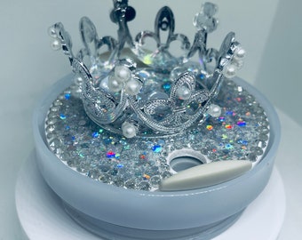 BLING Rhinestone Crown topper, fits Stanley lids, Rhinestones, decorative lid on a fitted base, unique gift BEST SELLER