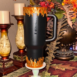 Fire Flames Tumbler Boot, Bangle Halo, straw topper, Cup Sleeve Design, Accessories for your 20/30 or 40 oz Stanley  tumblers, Unique Gift