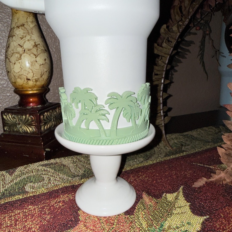 Beach Road Trip Cabana Flamingo Palm Tree Tumbler Boot, Unique Gift, Hydrojug, Stanley, multiple color Sage Palm Trees