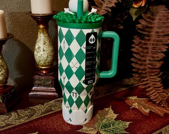 Golf Themed Tumbler Accessories Collection with a tumbler topper and boots for 32 or 40 oz HydroJug Tumblers
