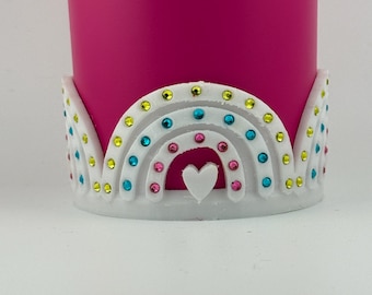 Detailed Rhinestone Fancy Rainbow Tumbler Boot, Tumbler Boot Sleeve, Pastel Easter Spring, Fit's Stanley Tumblers, Cup Sleeve, CUSTOMIZE
