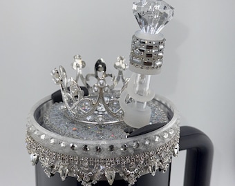 Fancy Rhinestone Diamond straw topper, straw cover emblished with rhinestones, straw cap, unique gift