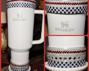 Patriotic Rhinestone Tumbler Boot or Halo, straw topper, Bling Sparkle Cup Sleeve, Stanley Tumbler Accessories, Unique Gift