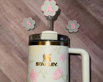 Personalized Monogram Initial staw topper, Spring Easter Mothers Day Gift, Tumbler Accessories, Fits your 10 mm straws