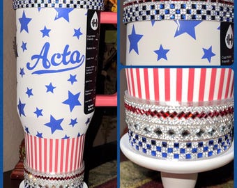 Hydrojug Patriotic Rhinestone Tumbler Boot or Halo, Bling Sparkle Cup Sleeve, Tumbler Accessories, Unique Gift