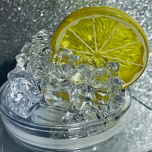 Lemon + Ice Fruit Tumbler Topper fits the 20 oz and 30 oz Stainless Tumblers - Fruit Topped Lid - Tumbler Toppers, unique gift