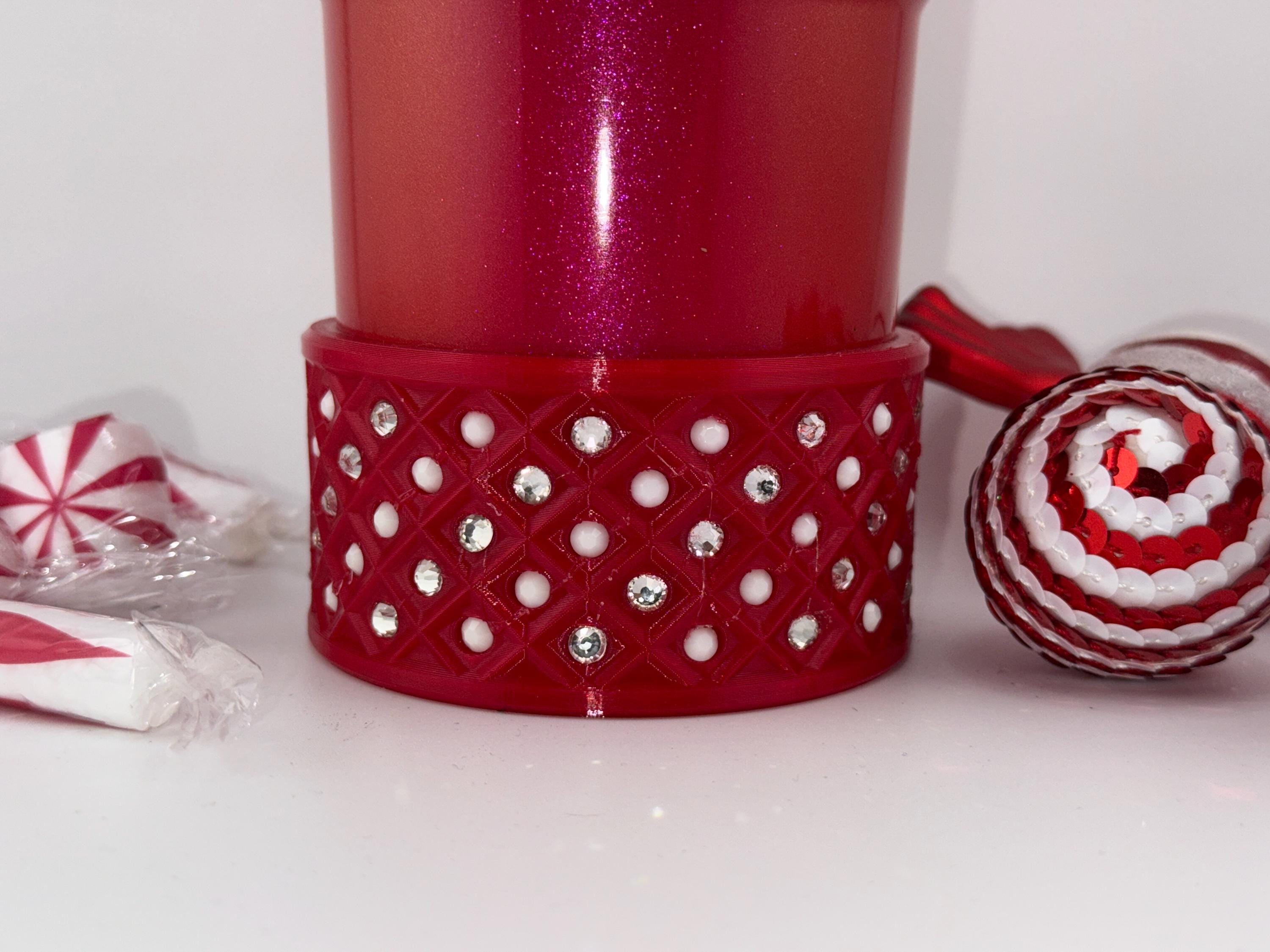 Rhinestone Christmas Tumbler Boots, Multiple Designs, Tumbler Sleeve, Red White, fits your Stanley Tumblers, BEST SELLER