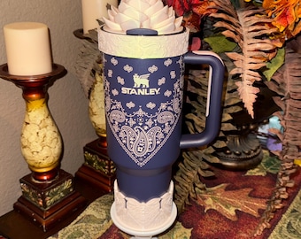 Handkerchief Bandana Western Boot Sleeve, Stanley Blue Corn Paisley, Desert Bloom, Rose Lotus  Tumbler Accessories, Unique Gift, BEST SELLER