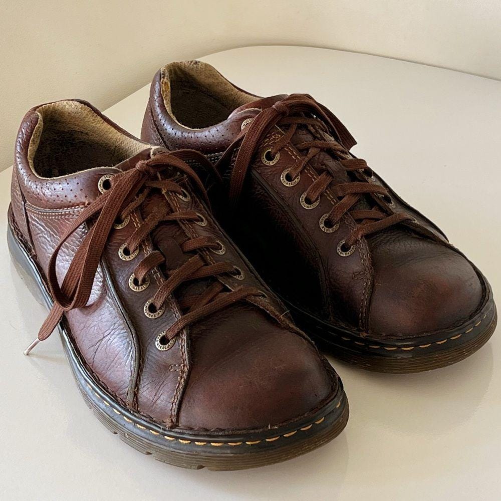 DR. MARTENS Vintage Brown Leather Rohan Lace up Oxford Shoes 