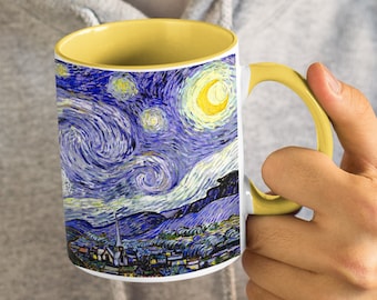 Starry Night Mug, Coffee Lover Cup, Fine Art Mug, Van Gogh Print, Vincent Van Gogh Cup, Two-Tone Mug