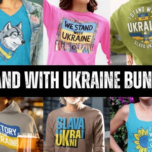 Image of 6 mockups of some of the t-shirts featuring the Png files included with this listing.