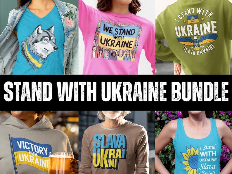 Image of 6 mockups of some of the t-shirts featuring the Png files included with this listing.