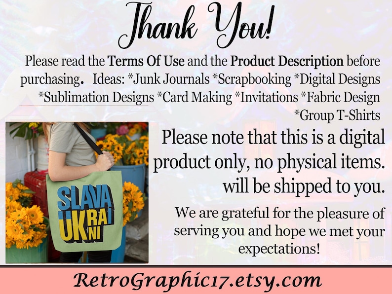Thank you for your purchase or for considering my store.  Retro Graphic 17 is grateful.   Please read the Terms of Use and Product Description before you purchase.