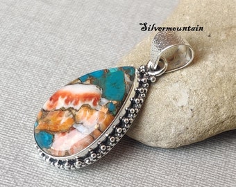 Oyster Coper Turquoise Pendant, 925 Silver Pendant, Beautiful Pendant, Amazing Pendent, Handmade Pendant, Designer Pendent* Gift Jewelry,