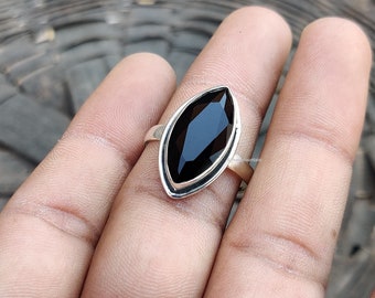 Schwarzer Onyx Edelstein Ring* Handgemachter Ring* 925 Sterling Silber Ring*Marquise Form Ring*Schöner Ring*Wunderschöner Ring*Designer Ring*Geschenk Schmuck*