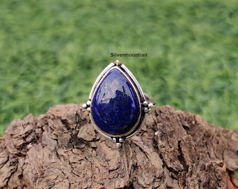 Lapis Lazuli Ring*925 Sterling Silver Ring*Pear Shape Ring*Stylish Ring*Fidget Ring*Handmade Ring*Beautiful Ring*Woman Ring*Gift Jewelry**