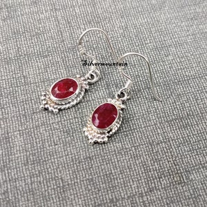 Ruby Gemstone Earring* Oval Stone Earring* 925 Sterling Silver Earring* Beautiful Earring* Amazing Earring* Handmade Earring* Women Gift**