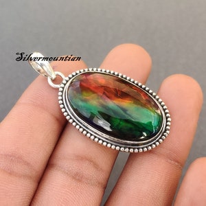 Ammolite Pendant: 925 Sterling Silver Dainty Jewelry
