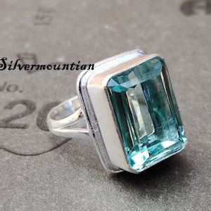 Handmade Blue Topaz Sterling Silver Band Ring