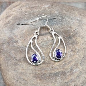Natural Amethyst Earrings ,925 Sterling Silver Earring ,Oval Amethyst Earrings ,Amethyst Gemstone Earrings ,Women Jewelry ,Gift for her ma58