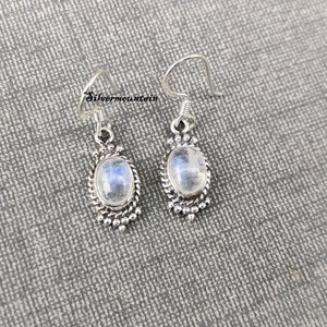 Mondstein Ohrring* ovale Form Ohrring* 925 Sterling Silber Ohrring* Designer Ohrring* Handgemachter Ohrring* Zauberhafter Ohrring* Frauen Ohrring*