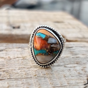 Oyster Copper Turquoise Ring* Beautiful Design ring* Handmade ring* 925 sterling Silver Ring* drop-dead gorgeous Ring* Amazing Jewelry***